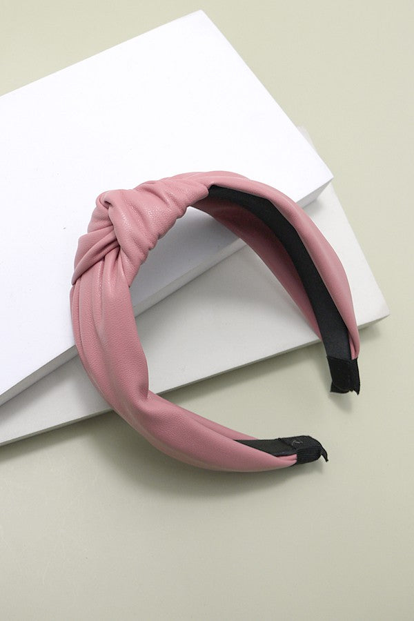 Pink Faux Leather Headband