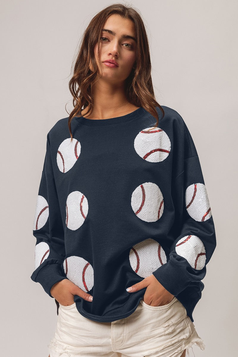 The Sequin Baseball Pullover