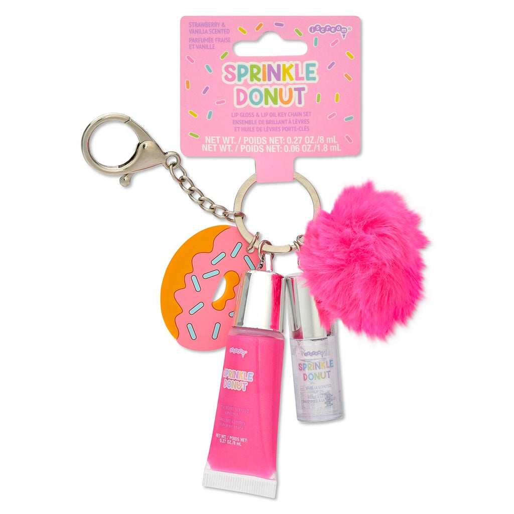 IScream Donut Lip Gloss and Lip Oil Keychain Set