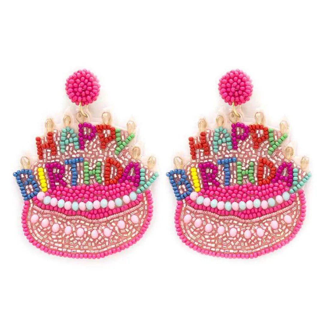 Happy Birthday Beaded Earrings