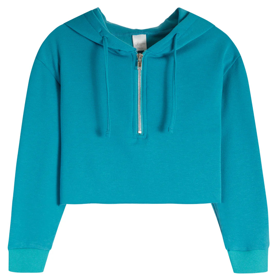 Brushed Soft Cloud Crop Half Zip Hoodie