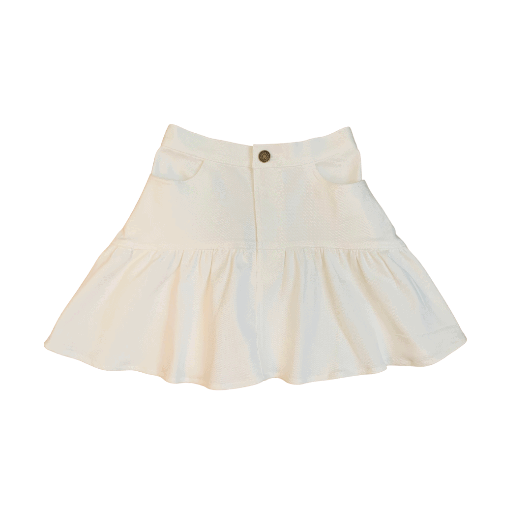 Sadie & Sage Cream Denim Tiered Skirt