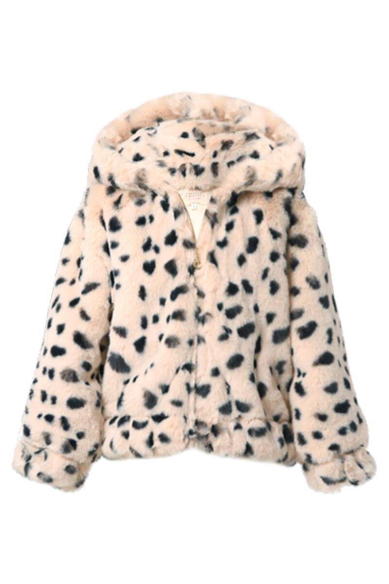 Hannah Banana Leopard Faux Fur Hooded Jacket