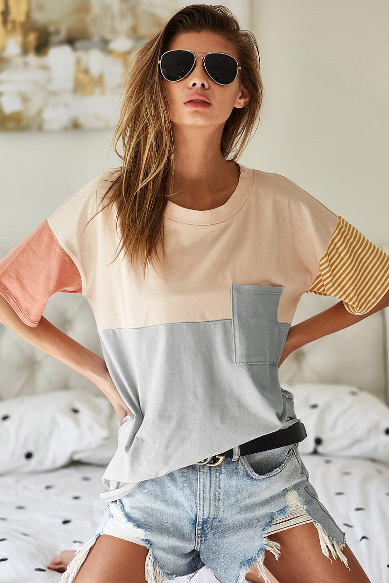 Colorblock Front Pocket Tee