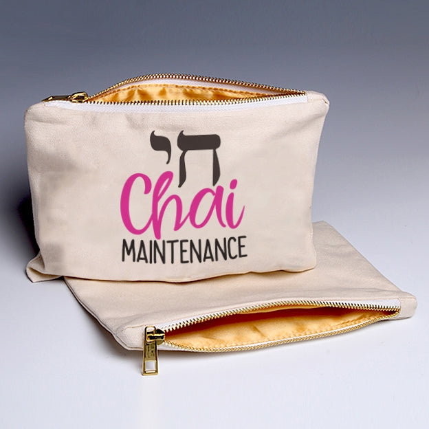 "Chai Maintenance"or "Talk To the Hamsa" Large Pouch