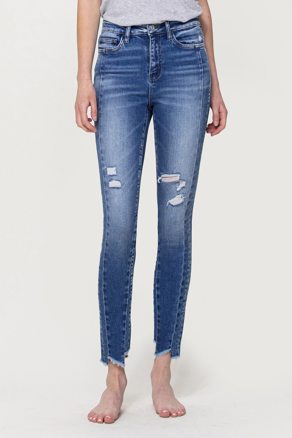 HAYLIE Vervet Skinny Uneven Hem Jeans