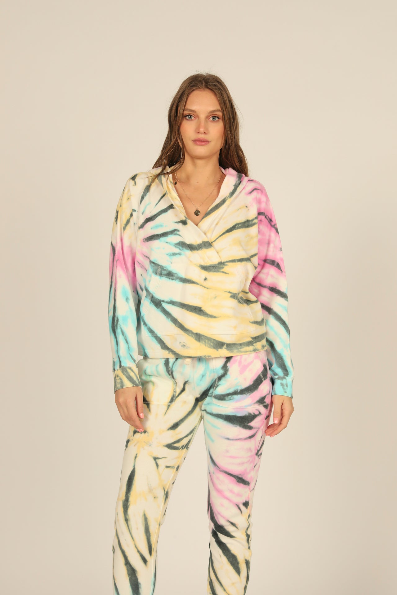 Ocean Drive Women's Pastel Subtle Swirl Tie Dye Burnout Hoodie