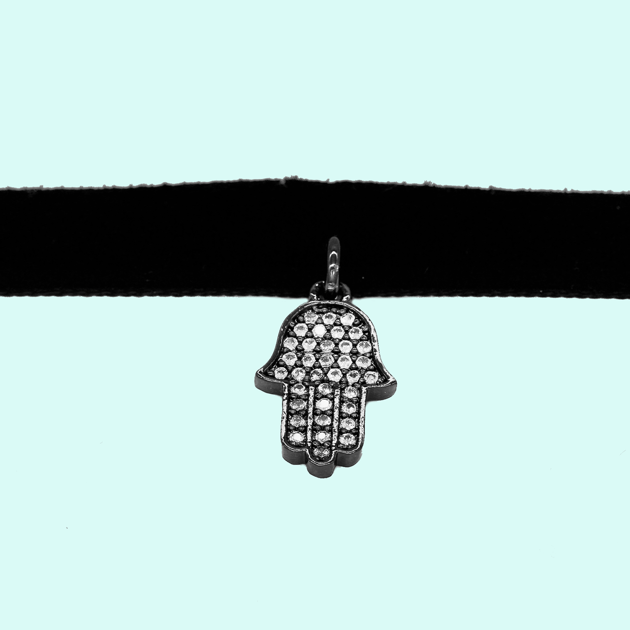 Hematite Hamsa Choker Necklace