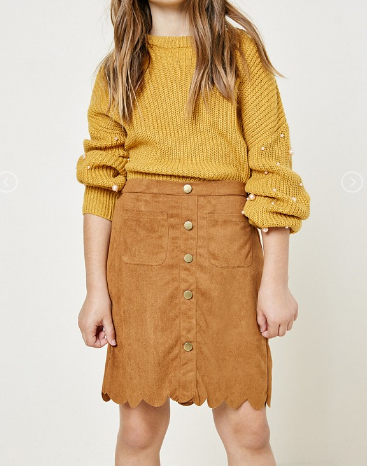 Hayden Scallop Hem Faux Suede Skirt