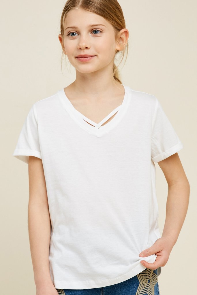Hayden V-Neck Criss-Cross Short Sleeve T-shirt