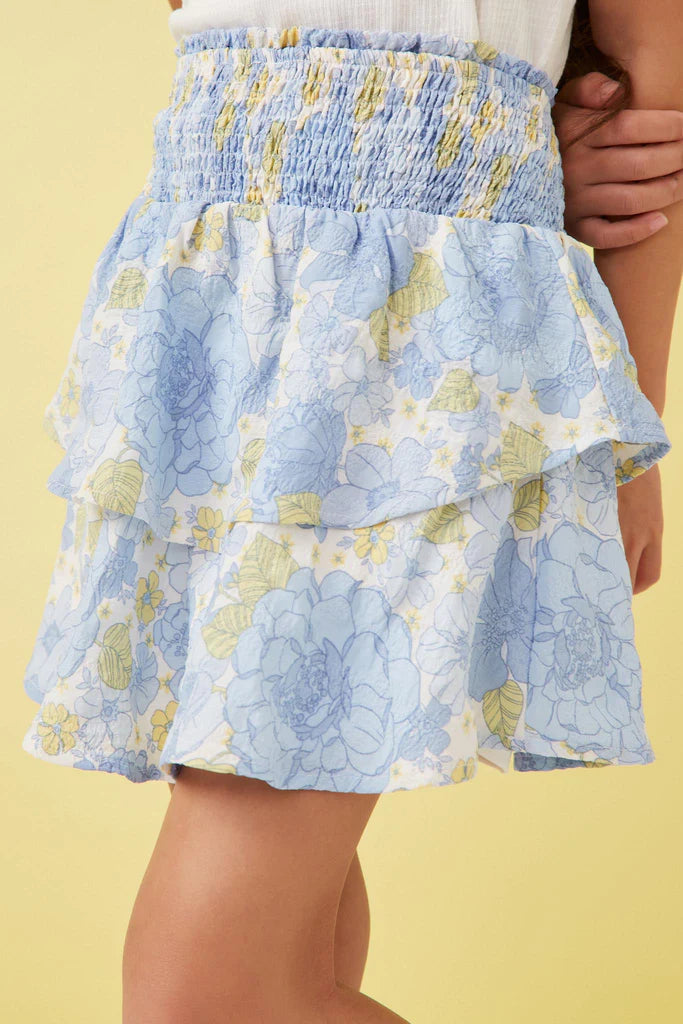 Floral Smocked Tiered Skirt