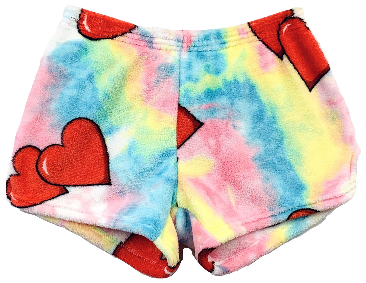 Made With Love & Kisses Fuzzie Tie Dye Hearts Shorts