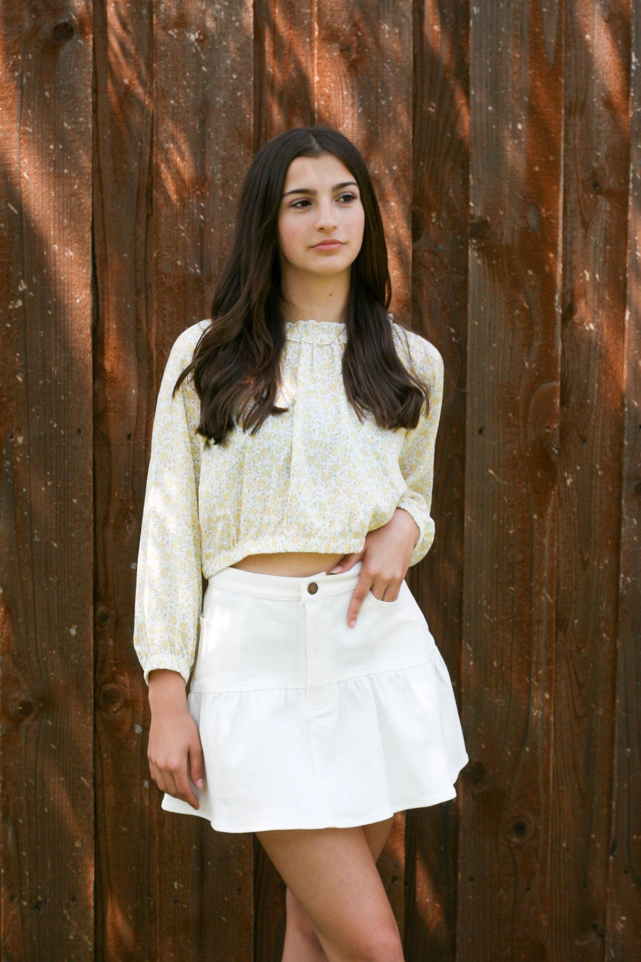 Floral Long Sleeve Crop Top