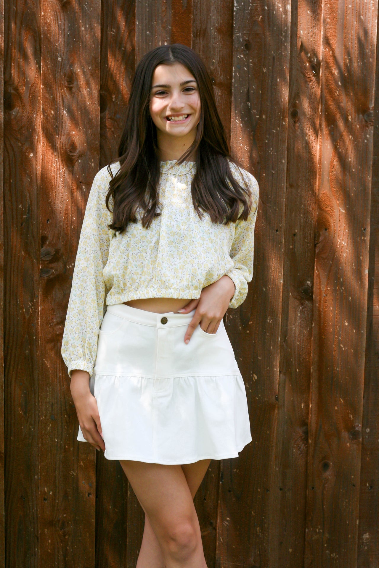 Floral Long Sleeve Crop Top