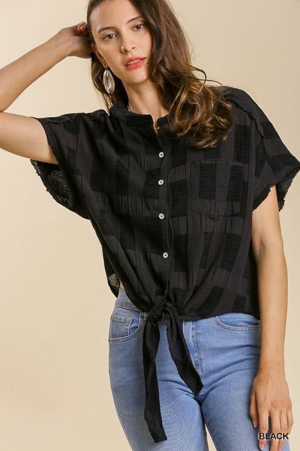 Short Sleeve Button Front Top