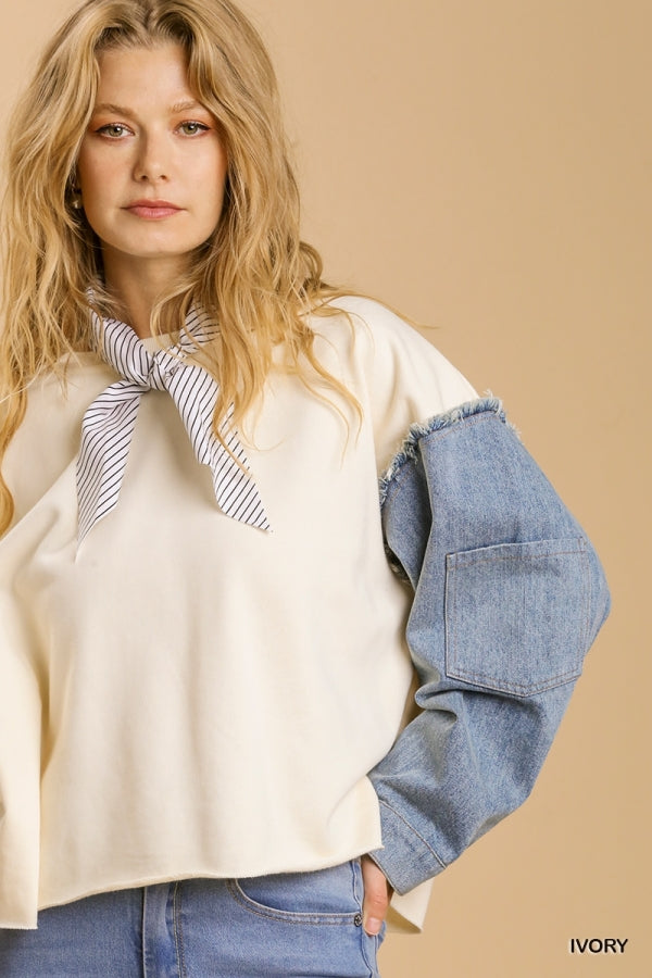 The Jana Denim Sleeve Sweatshirt