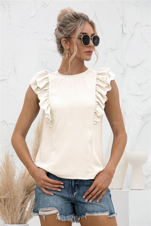 Ruffle Sleeveless Tie Back Top