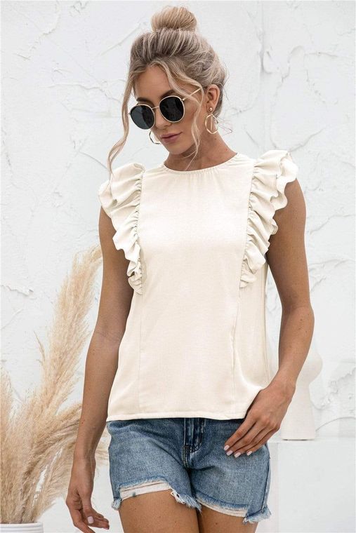 Ruffle Sleeveless Tie Back Top