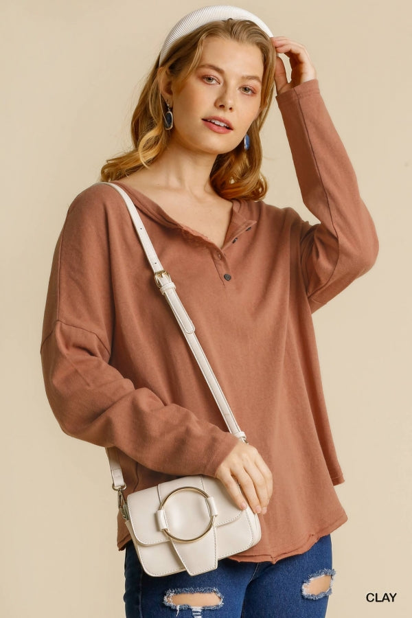 The Camille Button Front Long Sleeve Top