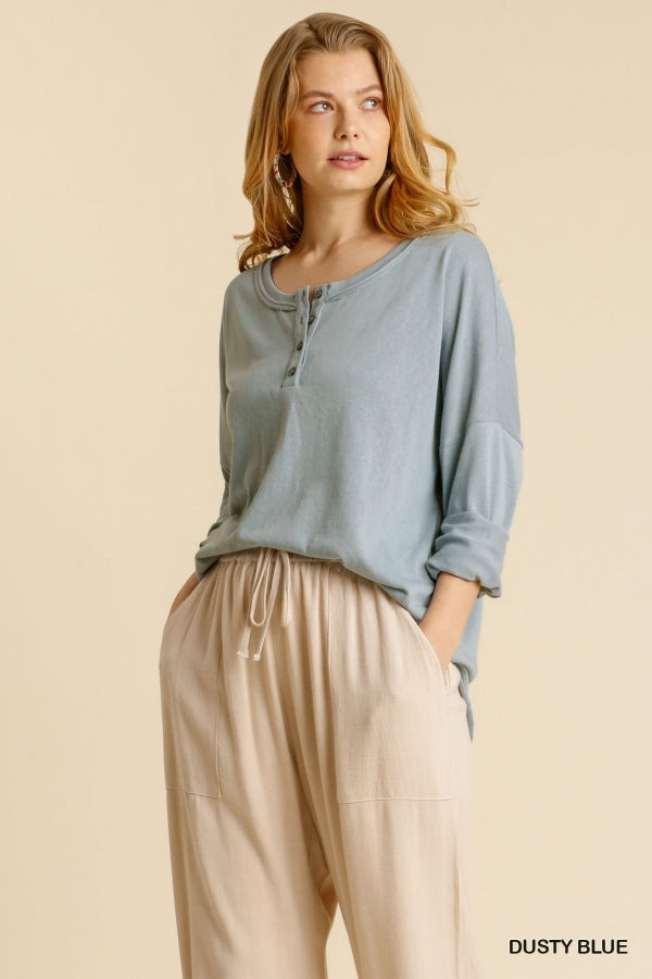 The Camille Button Front Long Sleeve Top