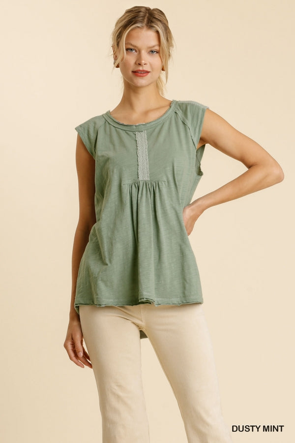 Umgee Dusty Mint Cap Sleeve Baby Doll Tank