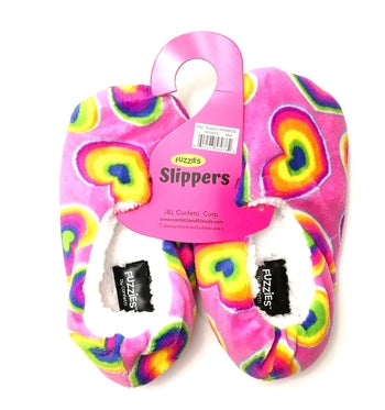 Rainbow Heart Fun Fuzzie Slippers